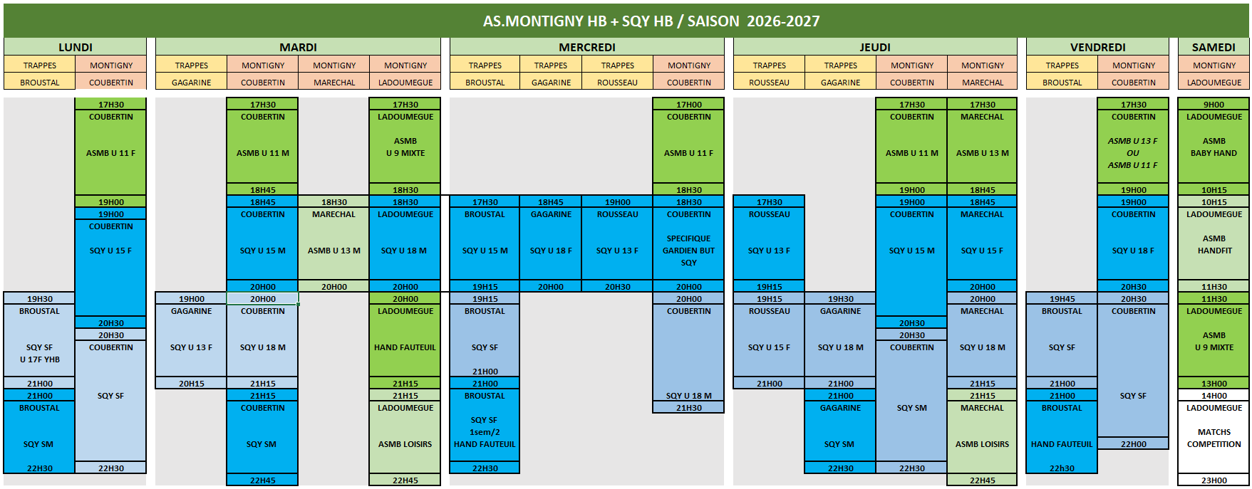 Entrainements - ASMBH-SQY_2026-2027