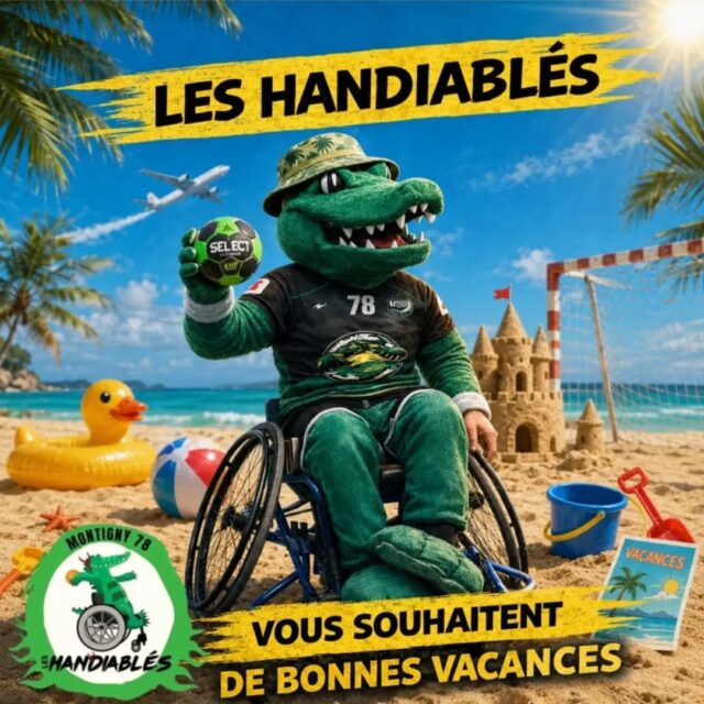 🐊🏖️ Alerte : un crocodile a été aperçu sur la plage... avec un ballon de hand ! 🤾☀️

Rassurez-vous, il est juste parti recharger les batteries avant de revenir semer la bonne humeur (et quelques buts 😉).

Toute l'équipe des Handiablés vous souhaite de passer de magnifiques vacances d'été ! 🌴🌊

Profitez du soleil, des glaces 🍦, des châteaux de sable 🏰... mais n'oubliez pas de garder la main chaude, la rentrée arrivera plus vite qu'un contre-attaque ! 💪♿

On se retrouve très bientôt pour une nouvelle saison toujours plus handiablée ! 😈💚🖤

Bel été à toutes et à tous ! ☀️

#LesHandiablés  #Handisport #Handball #Vacances #BelÉté